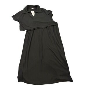 Isabel by Ingrid Isabel Black Ribbed Maternity Skirt & Top Set XL